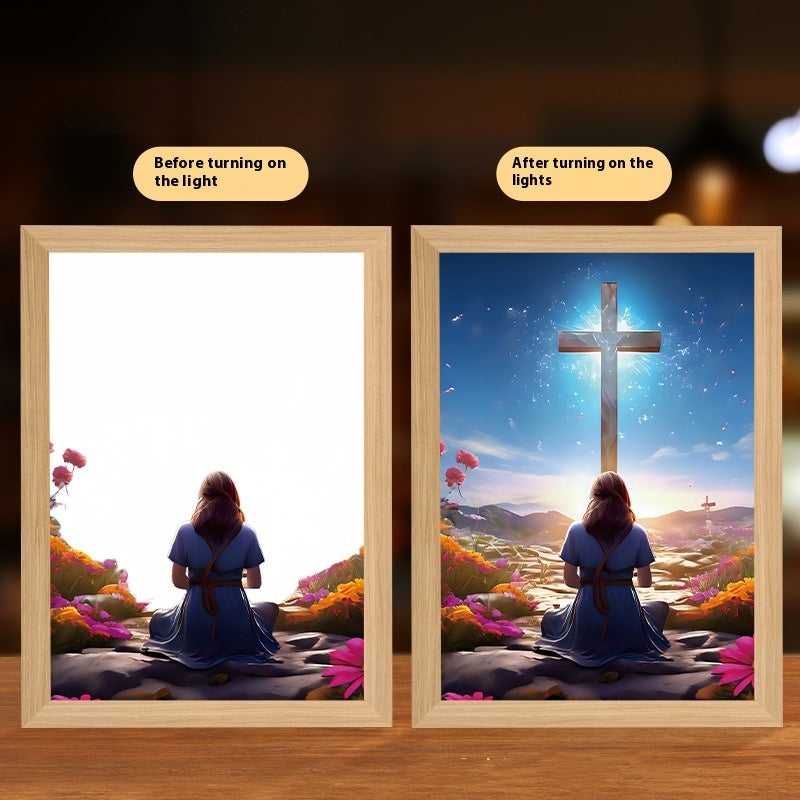 Jesus LED Light Painting – Glowing Divine Wall Art
