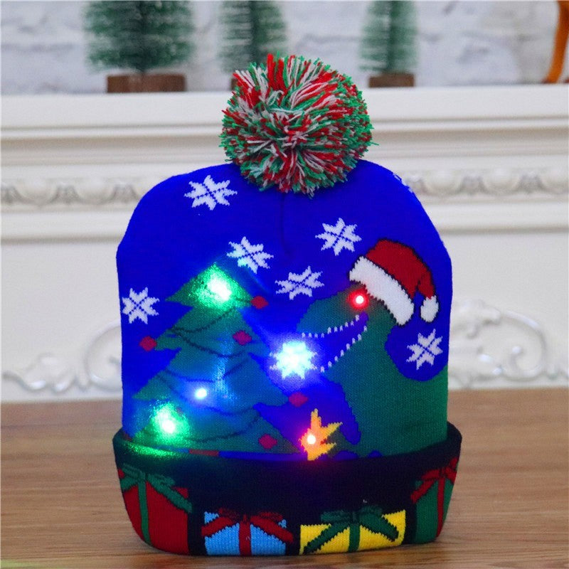 LED Knit Christmas Beanie – Light-Up Festive Hat with Pom-Pom & Colorful Lights