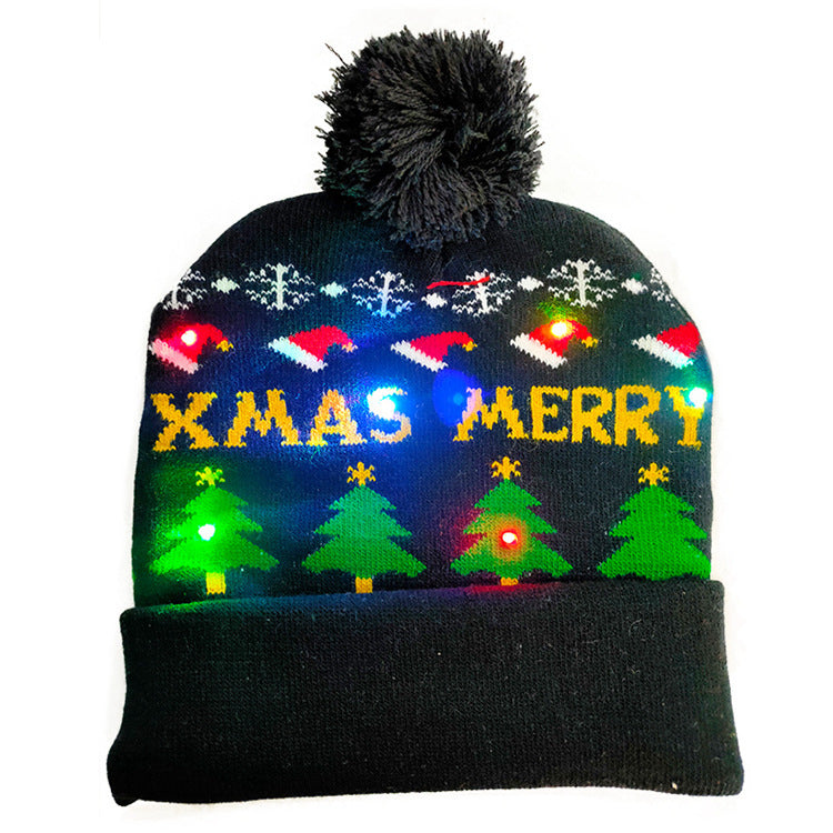 LED Knit Christmas Beanie – Light-Up Festive Hat with Pom-Pom & Colorful Lights