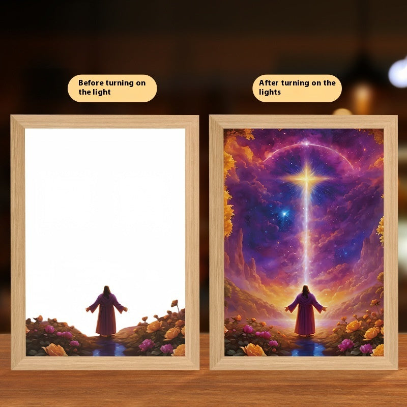 Jesus LED Light Painting – Glowing Divine Wall Art