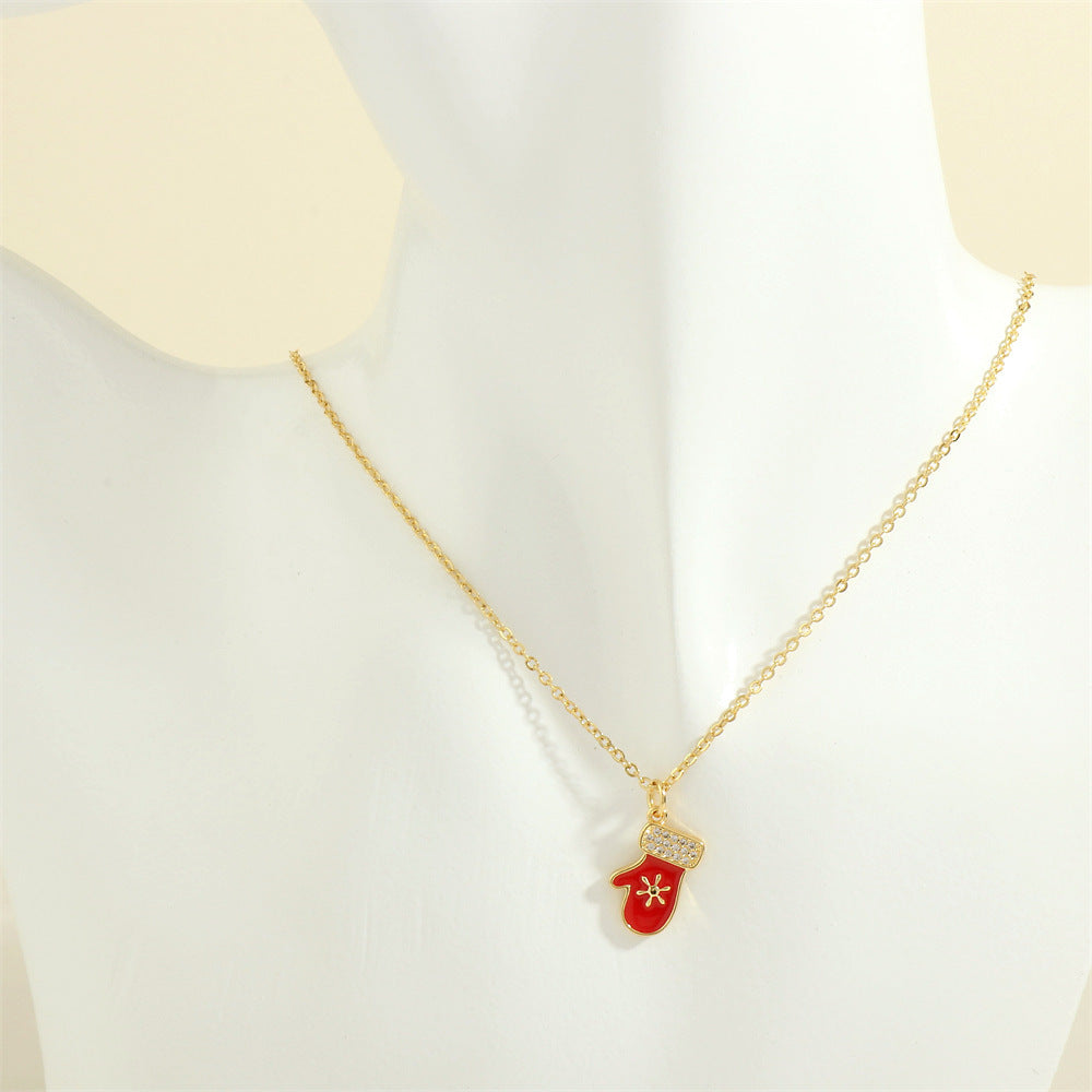Festive Oil-Drop Rhinestone Necklace – Christmas Tree, Santa, Elk & Snowman Pendant