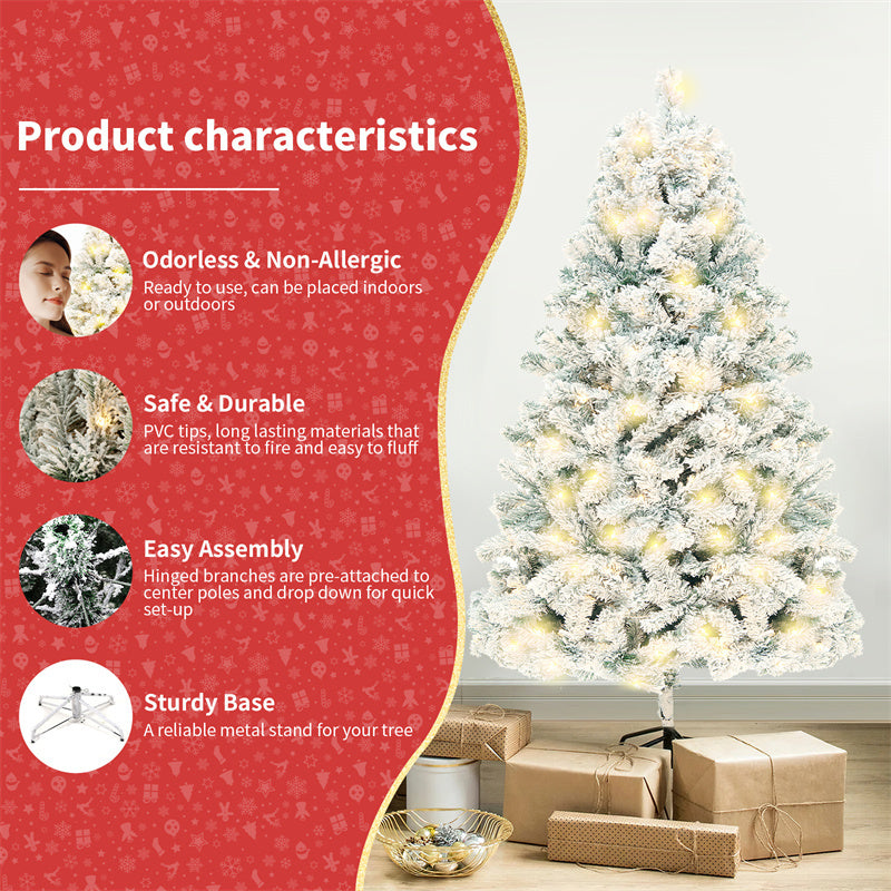 6ft Artificial Christmas Tree – Realistic Flocked Cedar for Home Decor