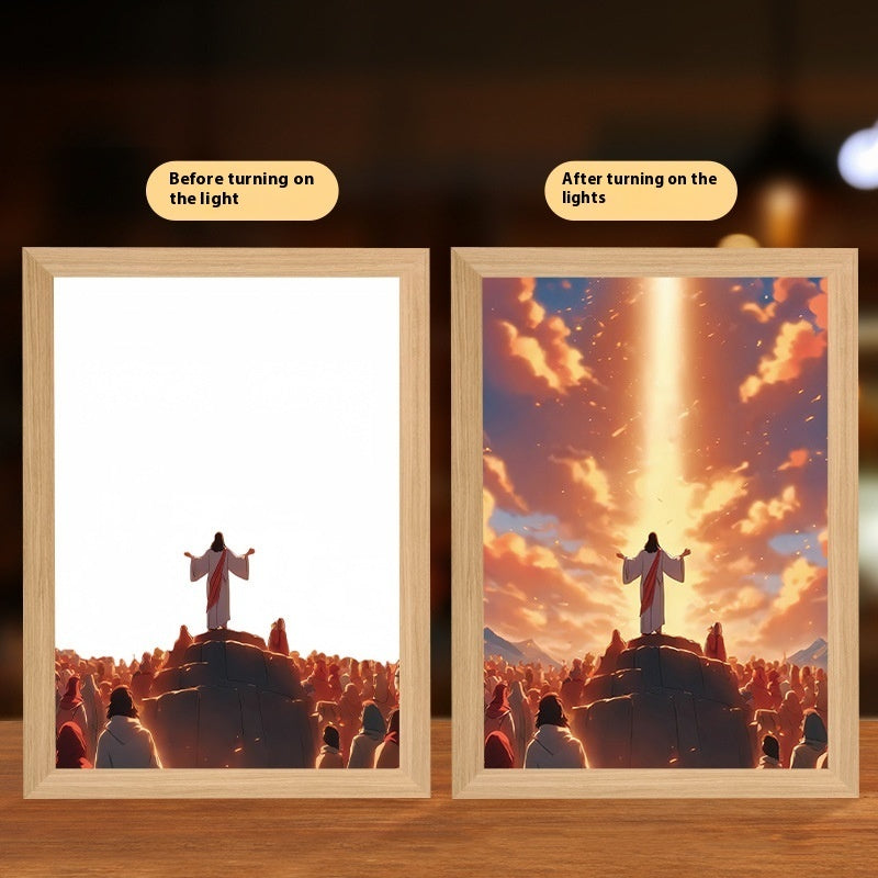 Jesus LED Light Painting – Glowing Divine Wall Art