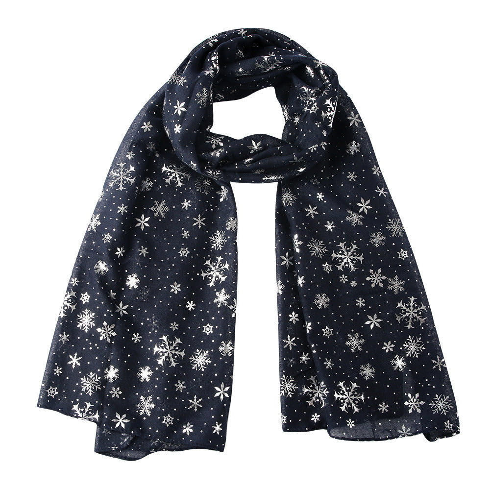 Silver Snowflake & Dot Winter Scarf – Sparkle Holiday Neck Warmer
