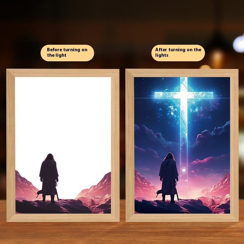Jesus LED Light Painting – Glowing Divine Wall Art