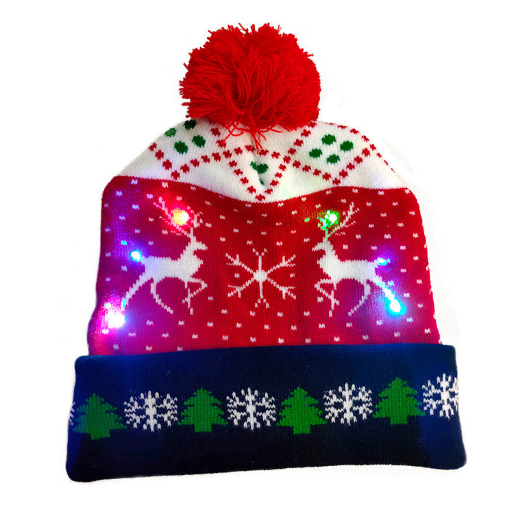 LED Knit Christmas Beanie – Light-Up Festive Hat with Pom-Pom & Colorful Lights