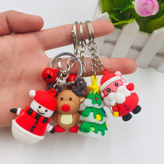 Cute Christmas PVC Keychain – Cartoon Tree, Santa, Snowman & Deer Charms