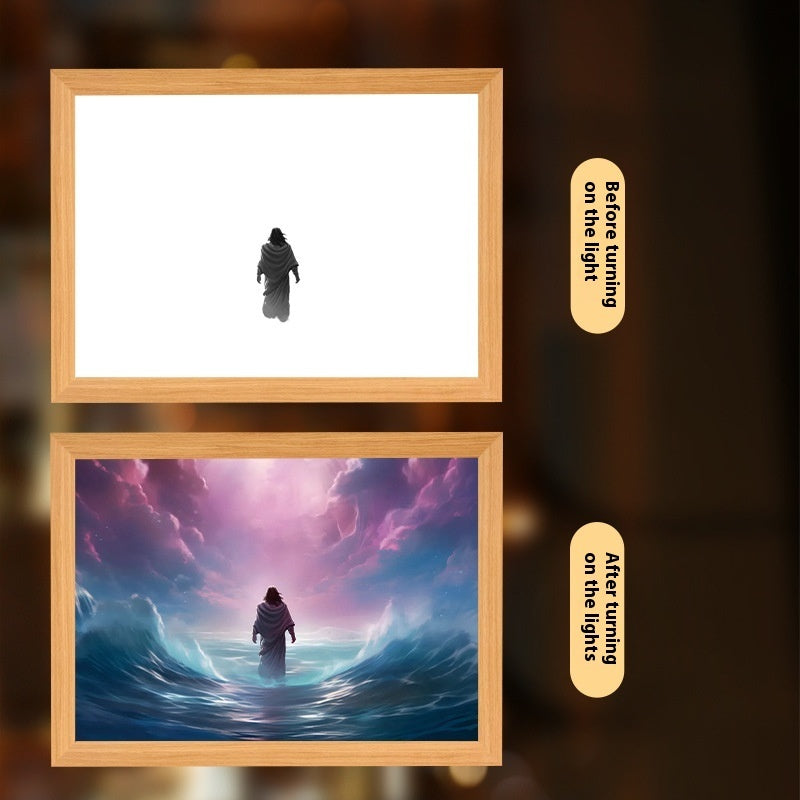 Jesus LED Light Painting – Glowing Divine Wall Art