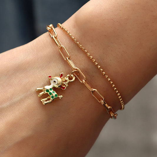 Minimalist Geometric Chain Bracelet – Christmas-Ready Alloy Jewelry