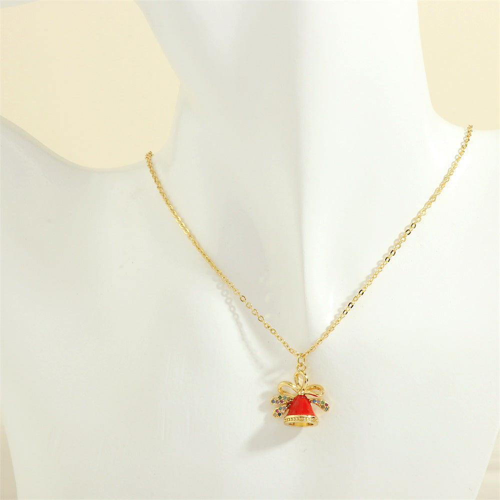 Festive Oil-Drop Rhinestone Necklace – Christmas Tree, Santa, Elk & Snowman Pendant