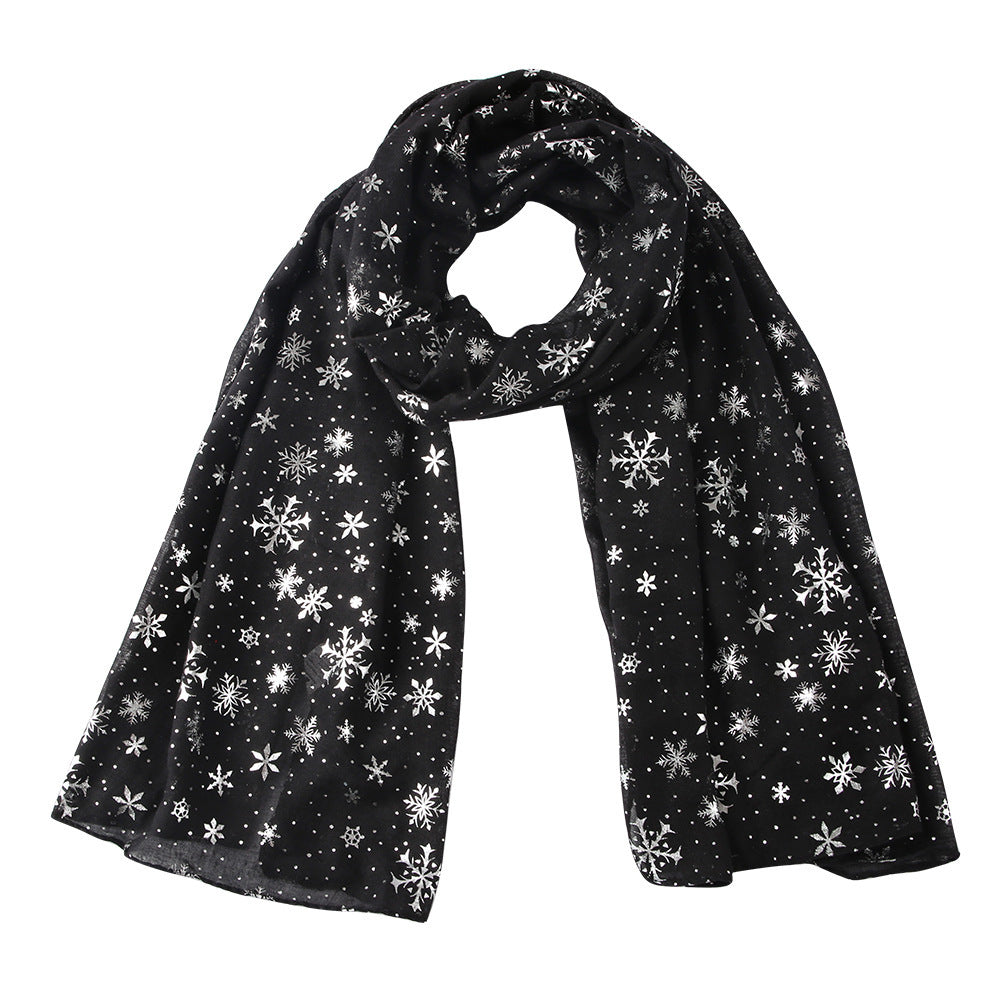 Silver Snowflake & Dot Winter Scarf – Sparkle Holiday Neck Warmer