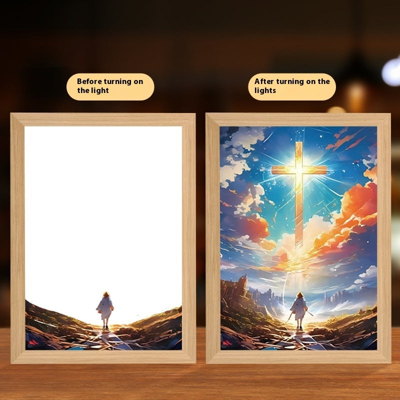Jesus LED Light Painting – Glowing Divine Wall Art