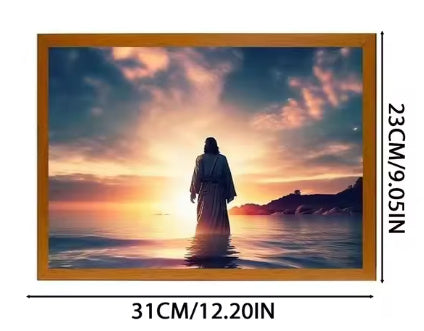 Jesus LED Light Painting – Glowing Divine Wall Art