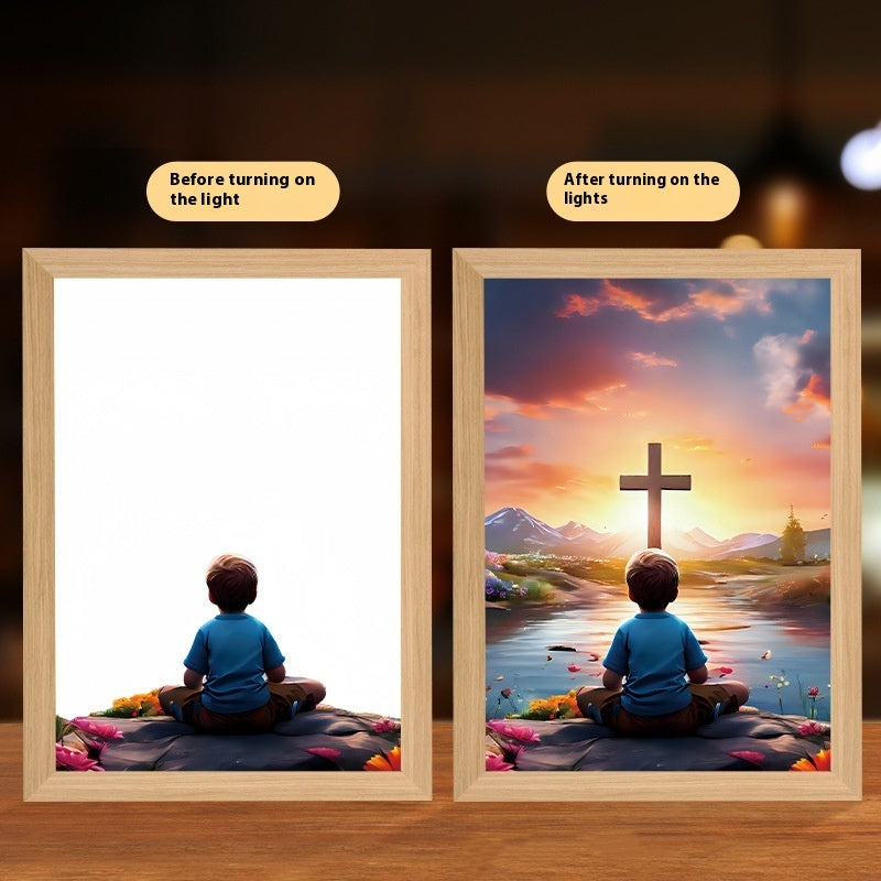Jesus LED Light Painting – Glowing Divine Wall Art