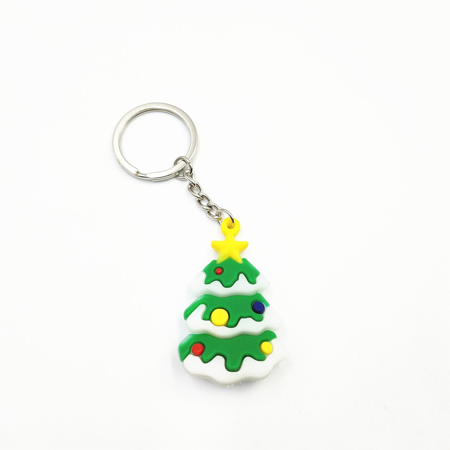 Cute Christmas PVC Keychain – Cartoon Tree, Santa, Snowman & Deer Charms