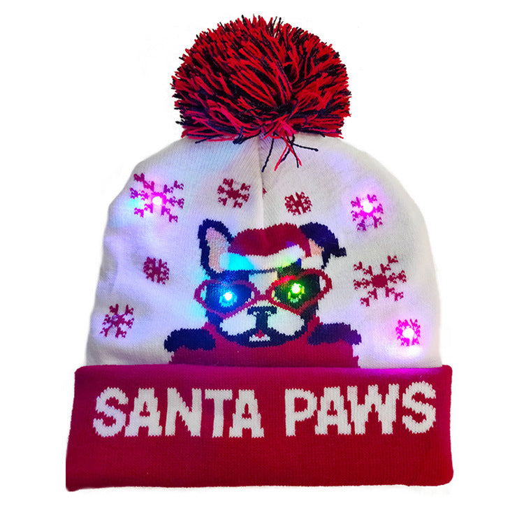 LED Knit Christmas Beanie – Light-Up Festive Hat with Pom-Pom & Colorful Lights