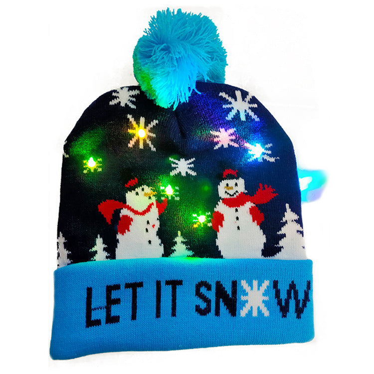 LED Knit Christmas Beanie – Light-Up Festive Hat with Pom-Pom & Colorful Lights