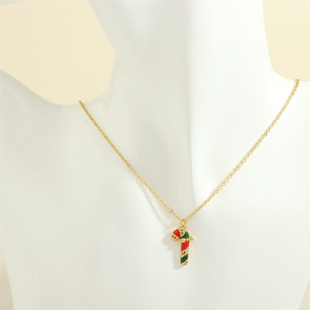 Festive Oil-Drop Rhinestone Necklace – Christmas Tree, Santa, Elk & Snowman Pendant