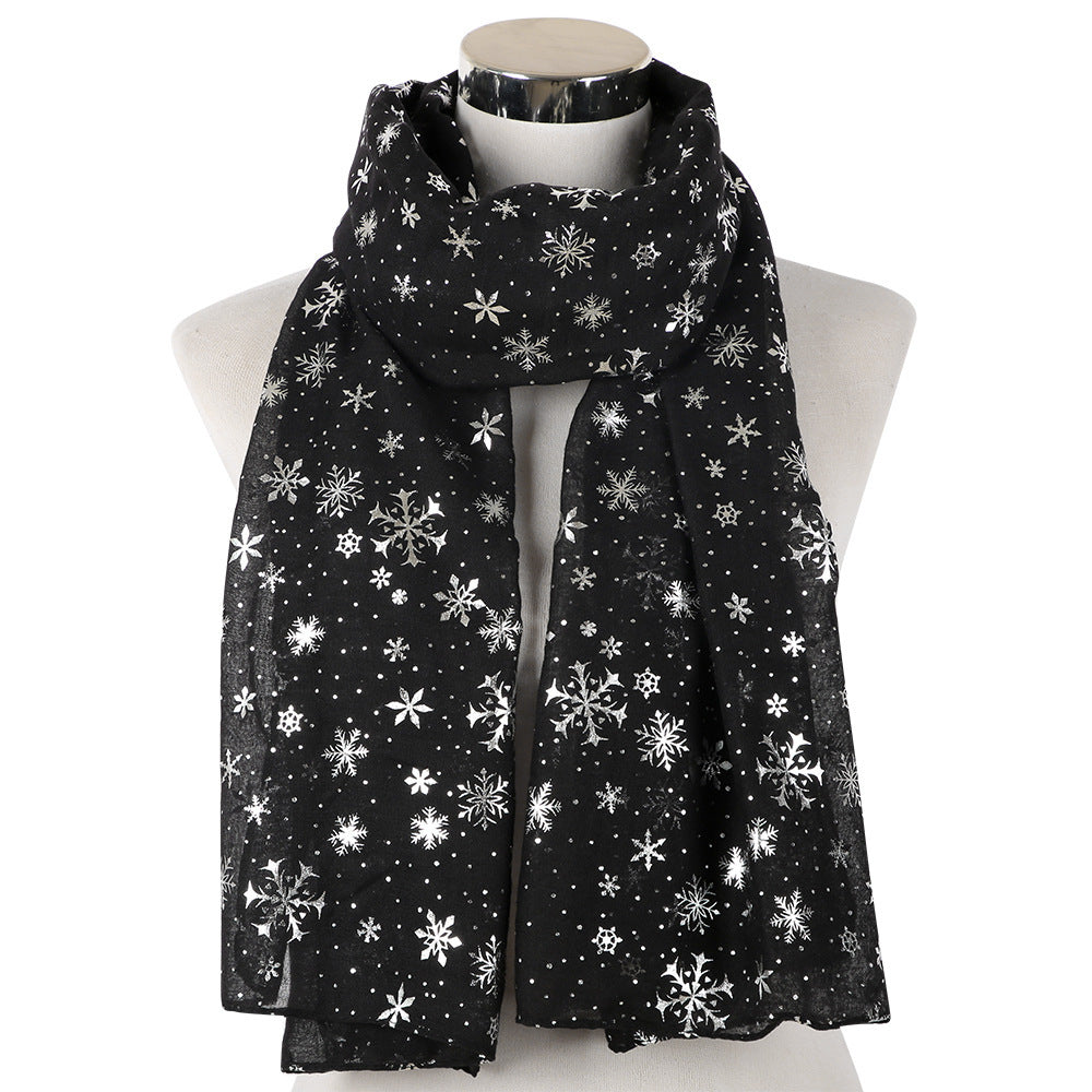 Silver Snowflake & Dot Winter Scarf – Sparkle Holiday Neck Warmer