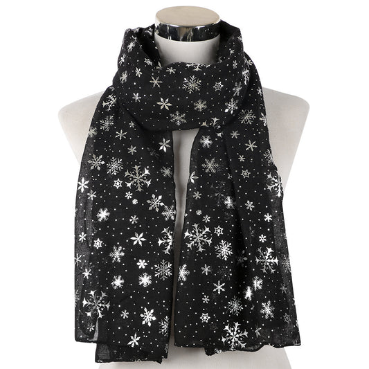 Silver Snowflake & Dot Winter Scarf – Sparkle Holiday Neck Warmer