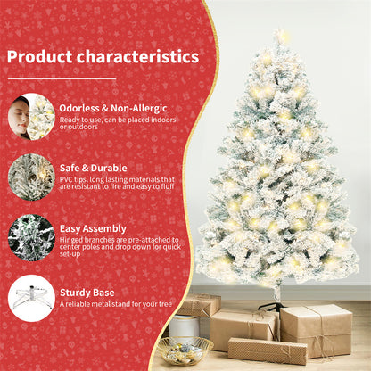 6ft Artificial Christmas Tree – Realistic Flocked Cedar for Home Decor