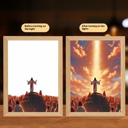 Jesus LED Light Painting – Glowing Divine Wall Art