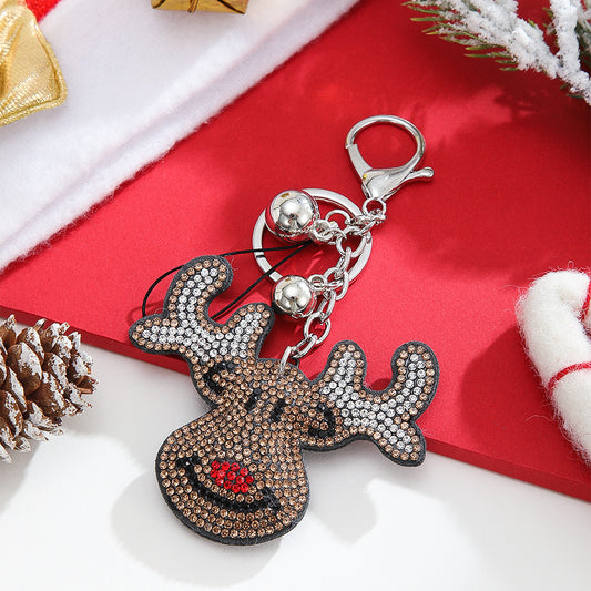 Sparkling Elk Ladies Christmas Keychain – Luxury Faux Leather Holiday Charm