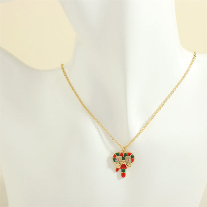 Festive Oil-Drop Rhinestone Necklace – Christmas Tree, Santa, Elk & Snowman Pendant