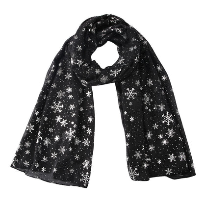 Silver Snowflake & Dot Winter Scarf – Sparkle Holiday Neck Warmer