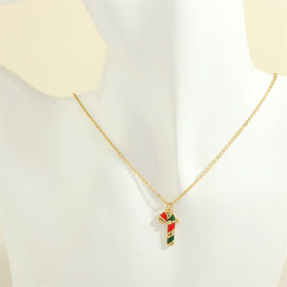 Festive Oil-Drop Rhinestone Necklace – Christmas Tree, Santa, Elk & Snowman Pendant