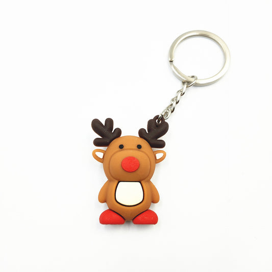 Cute Christmas PVC Keychain – Cartoon Tree, Santa, Snowman & Deer Charms