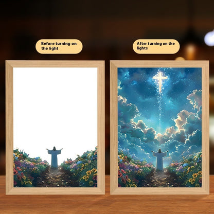 Jesus LED Light Painting – Glowing Divine Wall Art